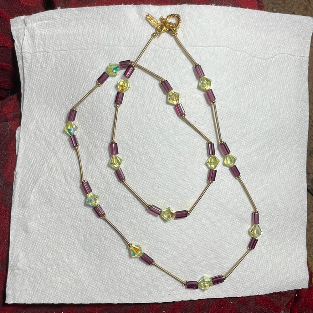 Anat vintage Swarovski crystal necklace 38”